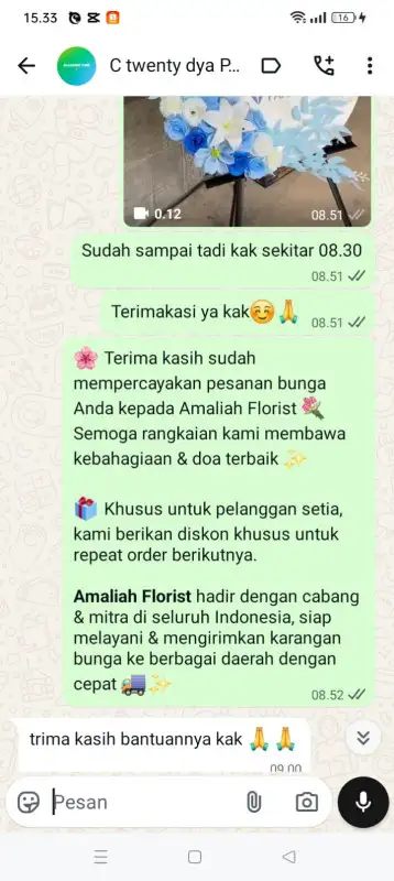 Testimonial krans bunga BANYUASIN