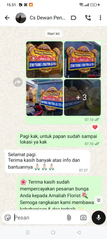 Testimonial papan bunga BANYUASIN